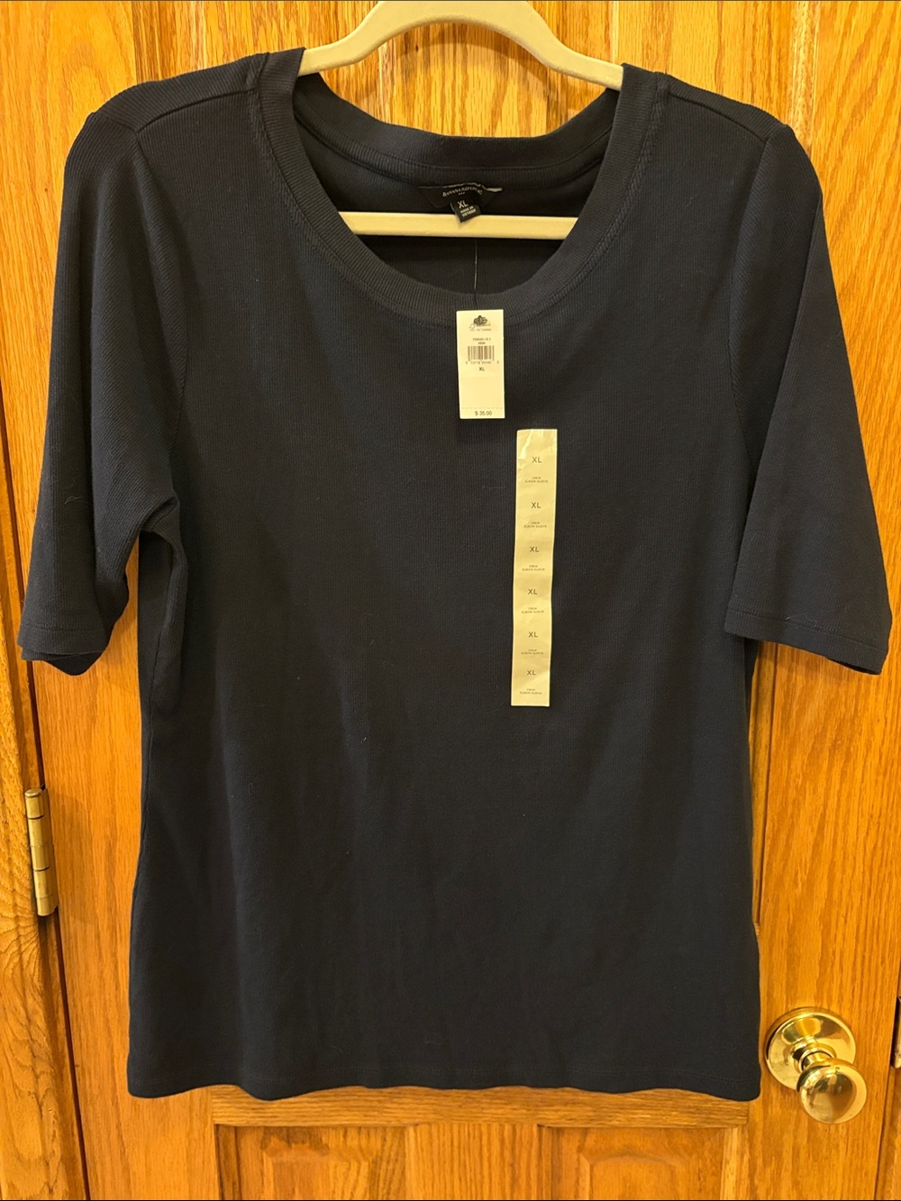 Navy Elbow-Sleeve Crewneck Tee